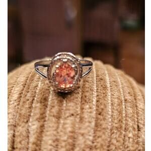 Stunning Cocktail Morganite Halo Ring, size 9.25